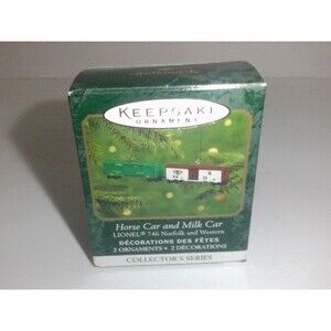 Hallmark Keepsake Ornament Miniature Lionel Horse Car & Milk Car 2000